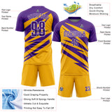 Custom Purple Gold-White Abstract Line Sports Sublimation Soccer Uniform Jersey