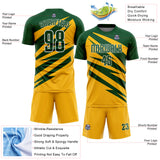 Custom Green Gold-White Abstract Line Sports Sublimation Soccer Uniform Jersey