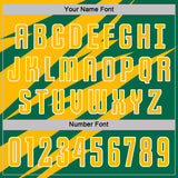 Custom Gold Kelly Green-White Abstract Line Sports Sublimation Soccer Uniform Jersey