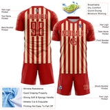 Custom Red Cream Stripe Sports Sublimation Soccer Uniform Jersey