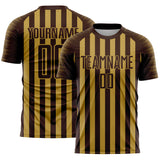 Custom Brown Old Gold Stripe Sports Sublimation Soccer Uniform Jersey