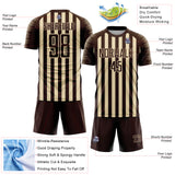 Custom Brown Cream Stripe Sports Sublimation Soccer Uniform Jersey