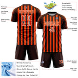 Custom Brown Orange-White Stripe Sports Sublimation Soccer Uniform Jersey