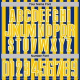 Custom Royal Yellow-White Stripe Sports Sublimation Soccer Uniform Jersey