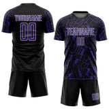 Custom Black Purple-White Abstract Line Sports Sublimation Soccer Uniform Jersey
