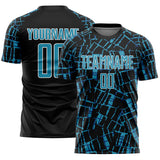 Custom Black Panther Blue-White Abstract Line Sports Sublimation Soccer Uniform Jersey