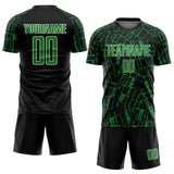 Custom Black Grass Green-White Abstract Line Sports Sublimation Soccer Uniform Jersey