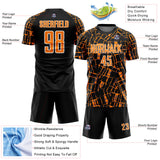 Custom Black Bay Orange-White Abstract Line Sports Sublimation Soccer Uniform Jersey