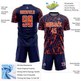 Custom Navy Orange-White Abstract Line Sports Sublimation Soccer Uniform Jersey