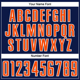 Custom Navy Orange-White Abstract Line Sports Sublimation Soccer Uniform Jersey