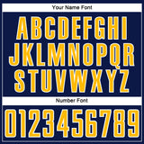 Custom Navy Gold-White Abstract Line Sports Sublimation Soccer Uniform Jersey