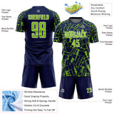 Custom Navy Neon Green-White Abstract Line Sports Sublimation Soccer Uniform Jersey