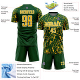 Custom Green Yellow-White Abstract Line Sports Sublimation Soccer Uniform Jersey