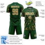 Custom Green Old Gold-White Abstract Line Sports Sublimation Soccer Uniform Jersey