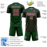 Custom Green Crimson-White Abstract Line Sports Sublimation Soccer Uniform Jersey