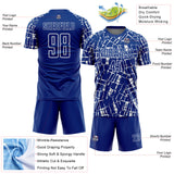 Custom Royal White Abstract Line Sports Sublimation Soccer Uniform Jersey
