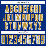 Custom Royal Old Gold-White Abstract Line Sports Sublimation Soccer Uniform Jersey