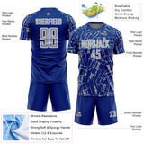 Custom Royal Gray-White Abstract Line Sports Sublimation Soccer Uniform Jersey