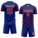 Custom Royal Red-White Abstract Line Sports Sublimation Soccer Uniform Jersey
