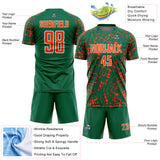 Custom Kelly Green Orange-White Abstract Line Sports Sublimation Soccer Uniform Jersey
