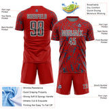 Custom Red Steel Gray-White Abstract Line Sports Sublimation Soccer Uniform Jersey