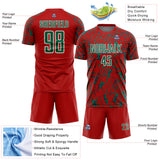 Custom Red Kelly Green-White Abstract Line Sports Sublimation Soccer Uniform Jersey
