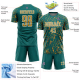 Custom Teal Old Gold-White Abstract Line Sports Sublimation Soccer Uniform Jersey