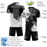 Custom Black White Abstract Brush Stroke Sports Sublimation Soccer Uniform Jersey