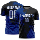 Custom Black White-Royal Abstract Brush Stroke Sports Sublimation Soccer Uniform Jersey