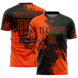 Custom Black Orange Abstract Brush Stroke Sports Sublimation Soccer Uniform Jersey