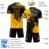 Custom Black Gold Abstract Brush Stroke Sports Sublimation Soccer Uniform Jersey