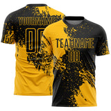 Custom Black Gold Abstract Brush Stroke Sports Sublimation Soccer Uniform Jersey