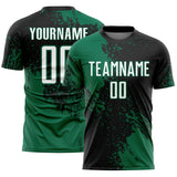 Custom Black White-Kelly Green Abstract Brush Stroke Sports Sublimation Soccer Uniform Jersey