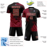 Custom Black Crimson-Cream Abstract Brush Stroke Sports Sublimation Soccer Uniform Jersey