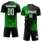 Custom Black White-Grass Green Abstract Brush Stroke Sports Sublimation Soccer Uniform Jersey