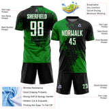 Custom Black White-Grass Green Abstract Brush Stroke Sports Sublimation Soccer Uniform Jersey