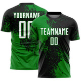 Custom Black White-Grass Green Abstract Brush Stroke Sports Sublimation Soccer Uniform Jersey