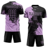Custom Black Light Purple Abstract Brush Stroke Sports Sublimation Soccer Uniform Jersey