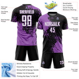 Custom Black White-Medium Purple Abstract Brush Stroke Sports Sublimation Soccer Uniform Jersey