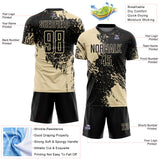 Custom Black Cream Abstract Brush Stroke Sports Sublimation Soccer Uniform Jersey