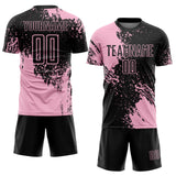 Custom Black Light Pink Abstract Brush Stroke Sports Sublimation Soccer Uniform Jersey