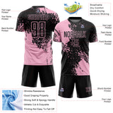 Custom Black Light Pink Abstract Brush Stroke Sports Sublimation Soccer Uniform Jersey