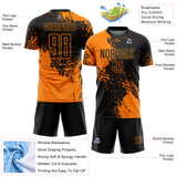 Custom Black Bay Orange Abstract Brush Stroke Sports Sublimation Soccer Uniform Jersey