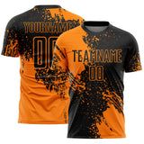 Custom Black Bay Orange Abstract Brush Stroke Sports Sublimation Soccer Uniform Jersey