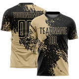 Custom Black Vegas Gold Abstract Brush Stroke Sports Sublimation Soccer Uniform Jersey