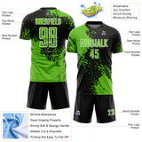 Custom Black Aurora Green-White Abstract Brush Stroke Sports Sublimation Soccer Uniform Jersey