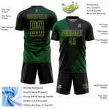 Custom Black Green-Old Gold Abstract Brush Stroke Sports Sublimation Soccer Uniform Jersey