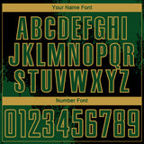 Custom Black Green-Old Gold Abstract Brush Stroke Sports Sublimation Soccer Uniform Jersey