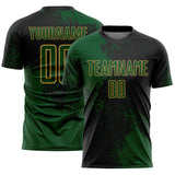 Custom Black Green-Old Gold Abstract Brush Stroke Sports Sublimation Soccer Uniform Jersey