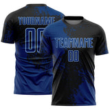 Custom Black US Navy Blue-Light Blue Abstract Brush Stroke Sports Sublimation Soccer Uniform Jersey